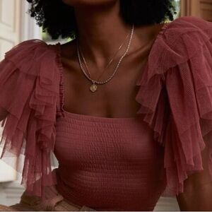NWT Free People Intimately Kill The Lights Bodysuit Tulle Rose Pink